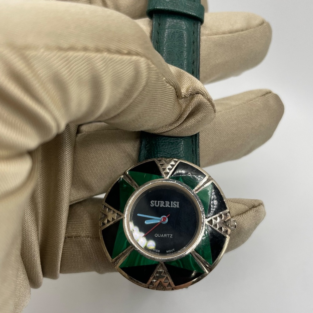 Vintage Surrisi Sterling Silver inlayed Gemstone Watch